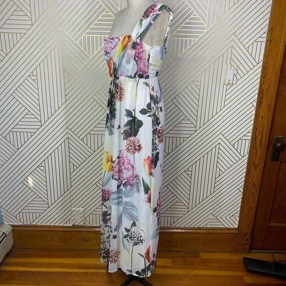 ASOS Floral One Shoulder Maxi Dress in White Size 2 - Picture 7 of 12
